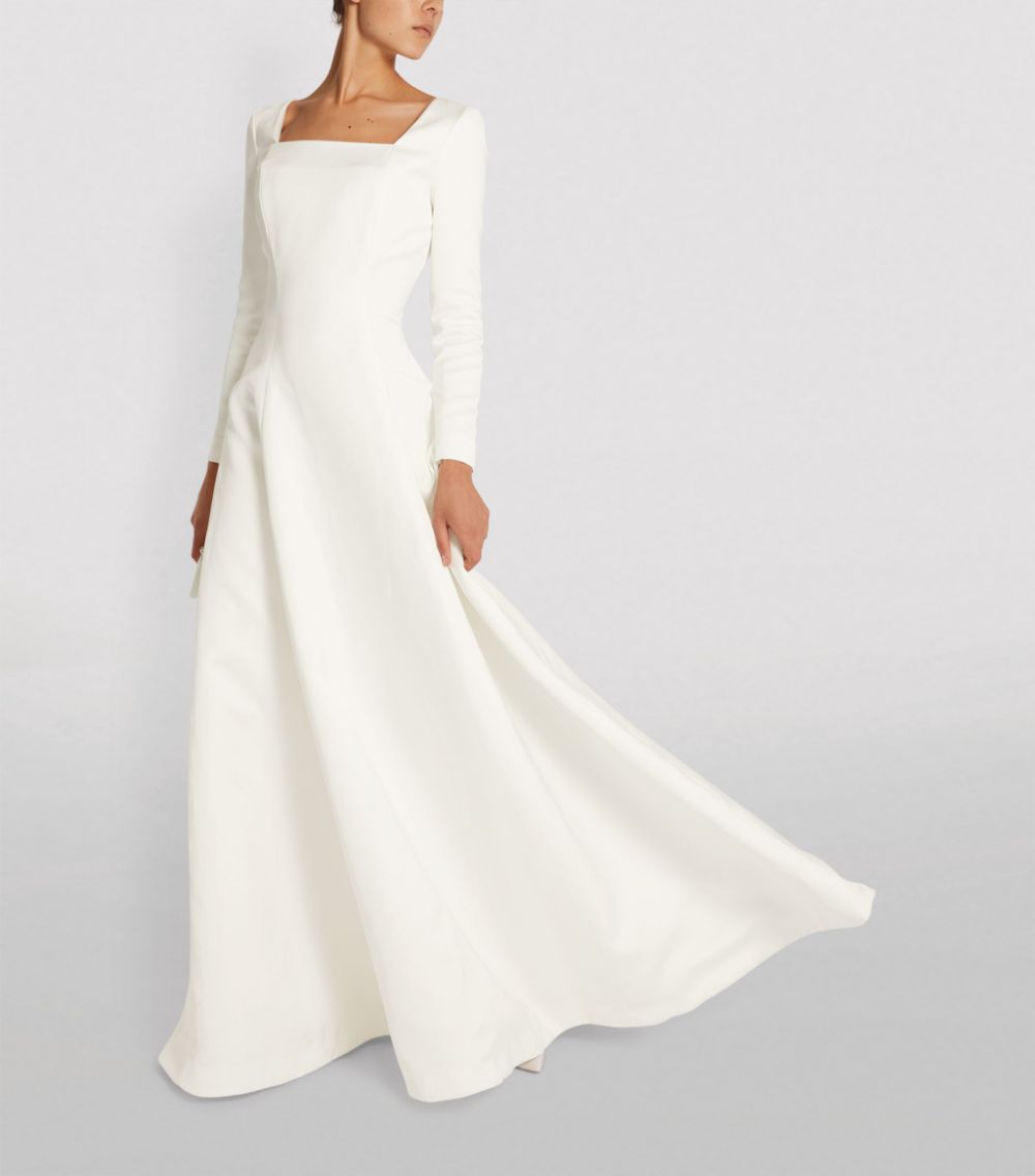Square neck long sleeve wedding dress hotsell