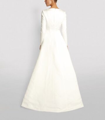 Alexis Mabille Satin Sleeve Square Neck Maxi Bridal Dress, White - Image 2