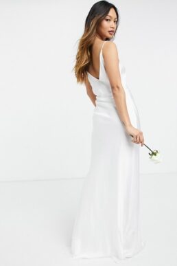 ASOS EDITION Rosanna satin cami wedding dress with drape detail Ivory