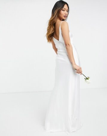 ASOS EDITION Rosanna satin cami wedding dress with drape detail Ivory