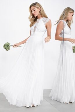 ASOS EDITION Ruby delicate lace bodice wedding dress with pleated skirt Ivory