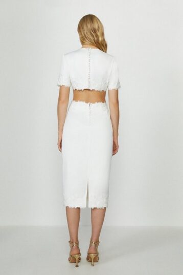 Coast Cut Out Lace Detail Bridal Midi Dress, Ivory - Image 2