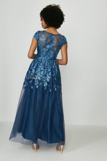 Coast Floral Embroidered Maxi Dress Blue