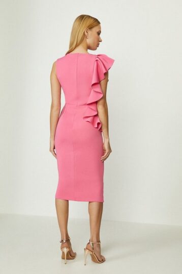 Coast Frill Detail Scuba Dress Pink