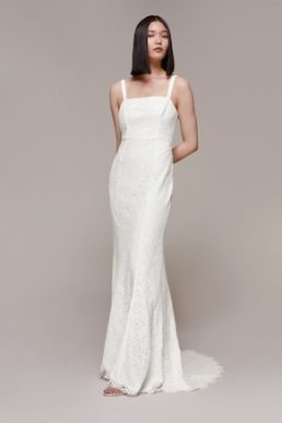 Whistles Mia Lace Square Neck Wedding Dress Ivory