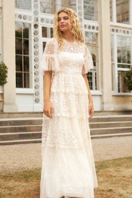 Needle & Thread Midsummer Lace Gown Champagne