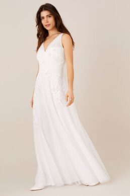 Monsoon Lucy floral embroidered bridal dress ivory