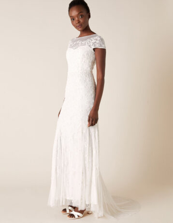 Monsoon Sophie beaded floral bridal dress ivory