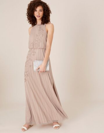 Monsoon Summer beaded floral maxi dress pink/blush - myonewedding