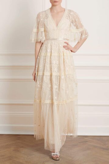 Needle & Thread Lottie Lace Gown Cream Ivory