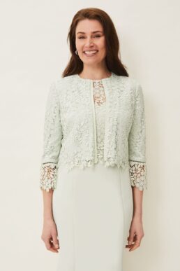 Phase Eight Georgia Lace Jacket Light Green Mint