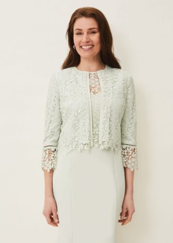 Phase Eight Georgia Lace Jacket Light Green Mint