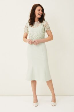 Phase Eight Georgia Layered Lace Dress Light Green Mint