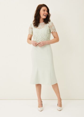 Phase Eight Georgia Layered Lace Dress Light Green Mint