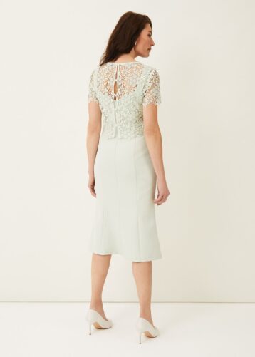 Phase Eight Georgia Layered Lace Dress, Light Green/Mint - Image 2