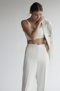Reiss Lana High Stretch Sports Bralette White Cream