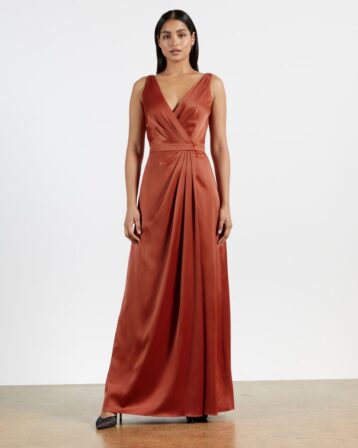 Ted Baker FLORRAA Sleeveless Wrap Maxi Dress Dark Brown