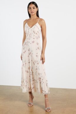 Ted Baker IANTHE Pleated Midi Dress Natural Multi