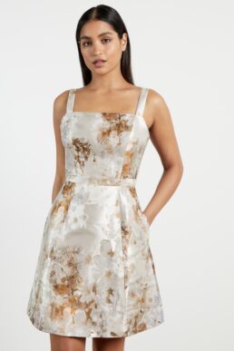 Ted Baker JONIEE Vanilla jacquard mini dress Silver Gold White