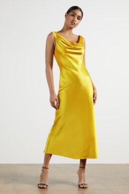 Ted Baker KINSEYY Cowl neck midi slip dress Bright Yellow