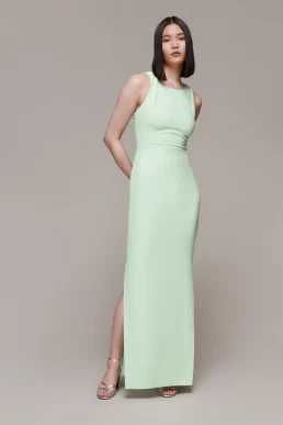 Whistles Tie Back Maxi Dress Light Green Mint