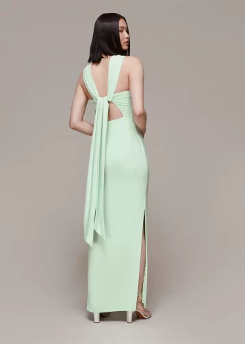 Whistles Tie Back Maxi Dress Light Green Mint