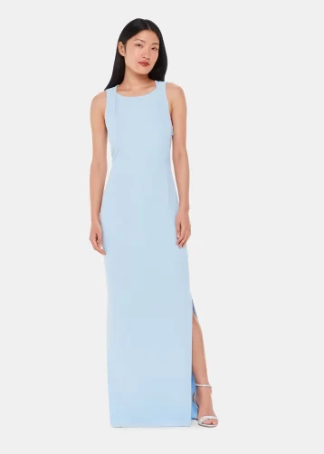 Whistles Tie Back Maxi Bridesmaid Dress Pale Blue