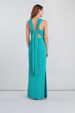 Whistles Tie Back Maxi Dress Turquoise Blue