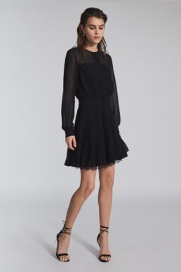 Reiss Mallie Lace Trim Mini Dress Black