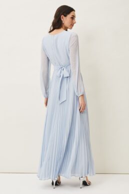 Coast Alecia Pleated Chiffon Maxi Dress Light Blue