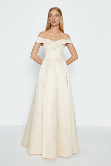 Coast Bandeau Bardot Full Skirt Maxi Wedding Dress Ivory beige