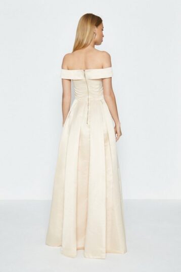Coast Bandeau Bardot Full Skirt Maxi Wedding Dress, Ivory/Beige - Image 2