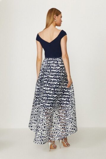 Coast Clipped Jacquard Stripe Dress, Navy/White - Image 2