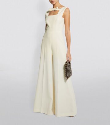 Emilia Wickstead Rosabella Bridal Wide-Leg Jumpsuit Ivory