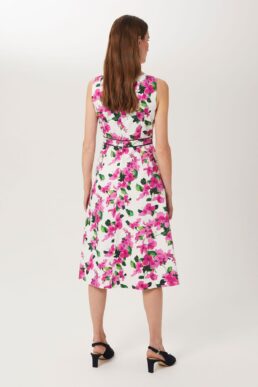 Hobbs Olivia Cotton Blend Dress Pink Multi