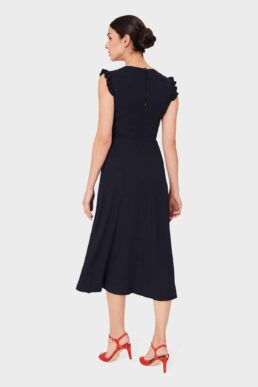 Hobbs Vivien Satin Midi Dress Navy Blue