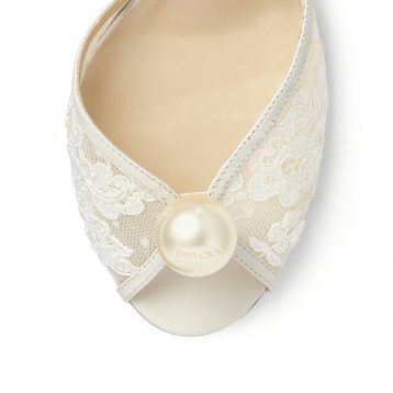 Jimmy Choo SACORA 85 Ivory Floral Lace Sandals with Pearl Detail - Image 2