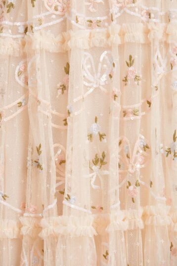 Needle & Thread Ditsy Ribbon Maxi Gown, Cream/Champagne - Image 2