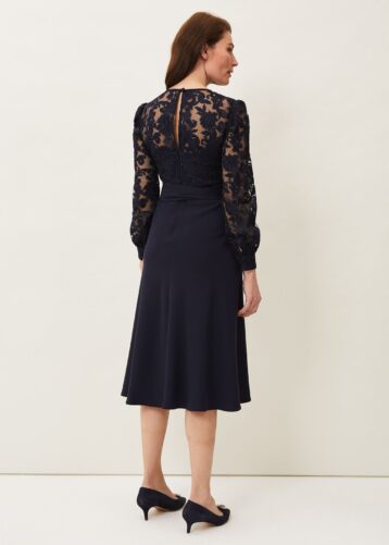 Phase Eight Akira Lace Dress, Navy Blue - Image 2