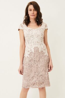 Phase Eight Jennifer Tapework Lace Shift Dress Taupe Oyster Cream