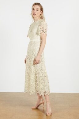 Ted Baker ALDORRA Midi lace dress Cream Neutral