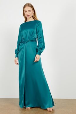 Ted Baker DAISEEY Twist Waist Long Sleeve Maxi Dress Teal Green Blue