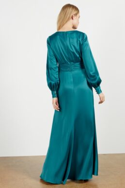 Ted Baker DAISEEY Twist Waist Long Sleeve Maxi Dress Teal Green Blue