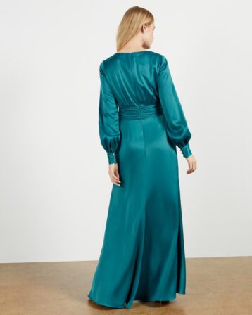 Ted Baker DAISEEY Twist Waist Long Sleeve Maxi Dress Teal Green Blue