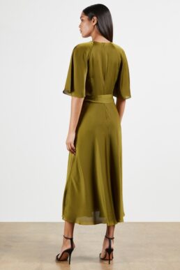 Ted Baker HARIIET Raglan sleeve tea midi dress Khaki Green
