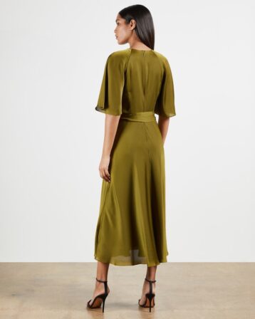 Ted Baker HARIIET Raglan sleeve tea midi dress Khaki Green