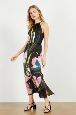 Ted Baker PIANA Urban halterneck midi dress Black Multi