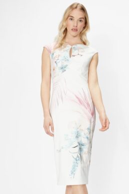 Ted Baker SOOZIE Serendipity Printed Bodycon Dress Natural White Multi
