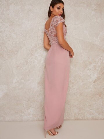 Chi Chi Cap Sleeve Embroidered Maxi Dress blush pink - Image 2