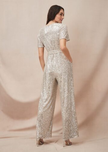 Phase Eight Alessandra Sequin Embellished Jumpsuit Silver